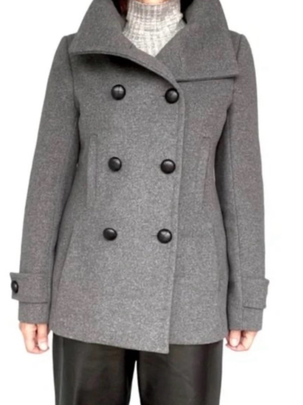 Aritzia Barton Howell Gray Cashmere Wool Blend Peacoat